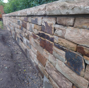 Garden stone wall