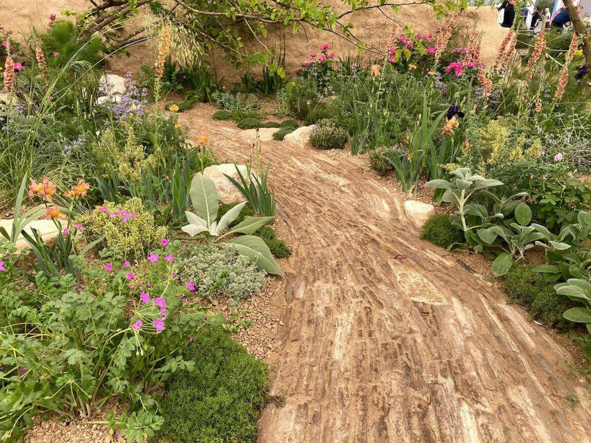 Choose Love garden - the stone path at the Chelsea Flower Show