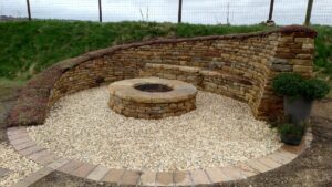 Perthshire dry stone bench and fire pit