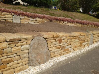 Dry stone retaining wall, Stirling