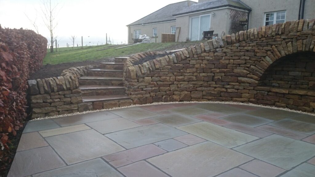 Kinross garden dry stone wall and patio