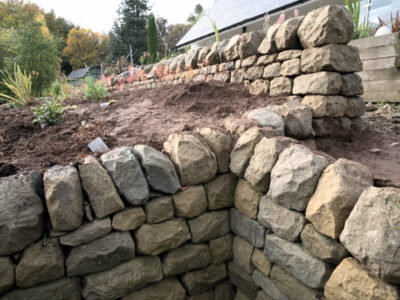 Garden Dry Stone Retaining wall near to Lanark
