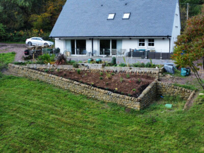 Garden Dry Stone Retaining wall near to Lanark